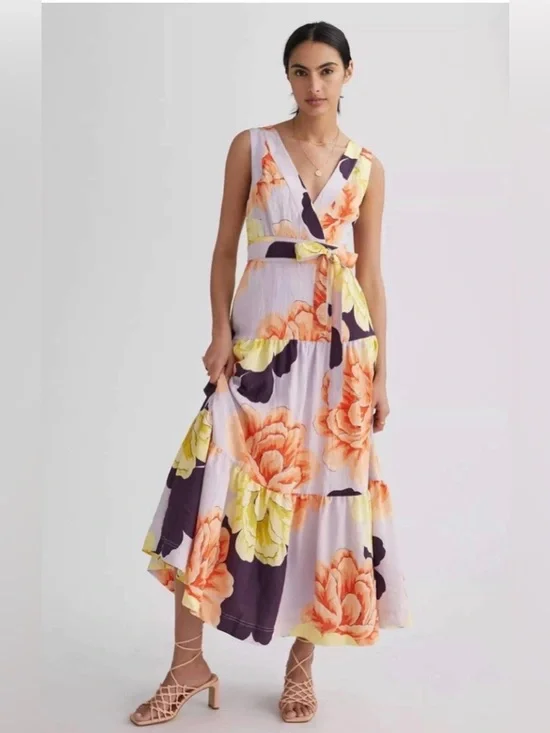 Anthropologie Maeve Floral Wrap Maxi Dress Size 8 - Picture 1 of 13